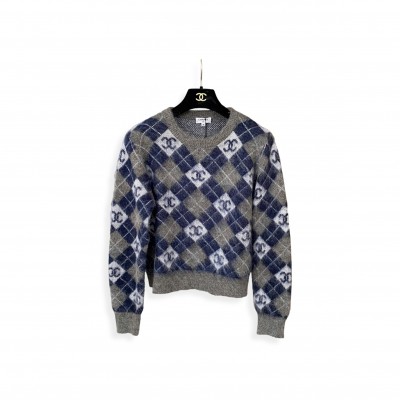 CHANEL ARGYLE KNIT CARDIGAN 